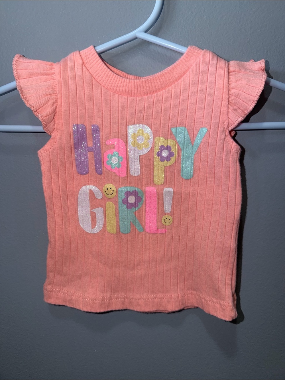Happy Girl Peach Tank Top for Kids